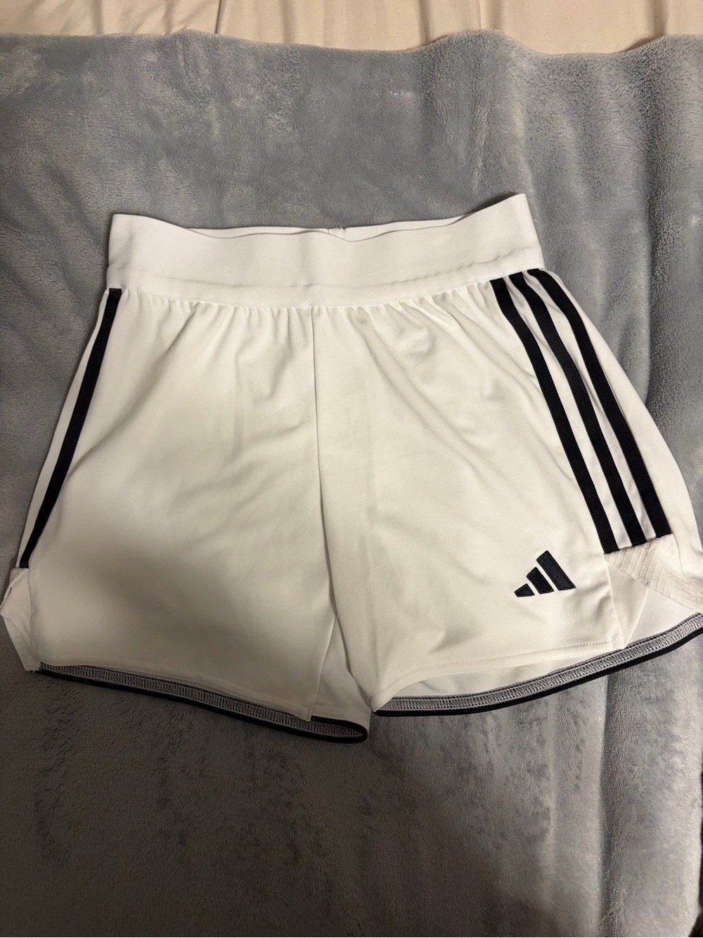 adidas White Athletic Shorts with Black Stripes